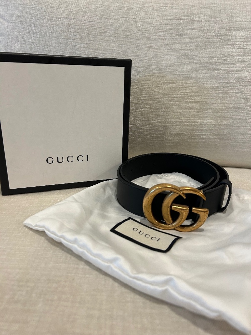 Gucci Leather Double G Buckle Belt